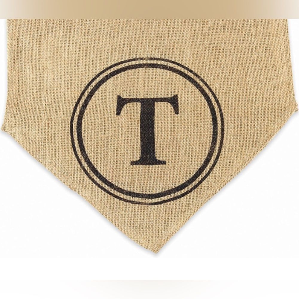 Mudpie burlap table runner monogram “T”
